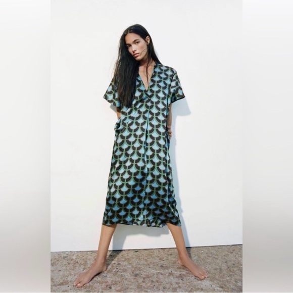 Zara Printed Tunic Geometric Dress Size M - Picture 2 of 9